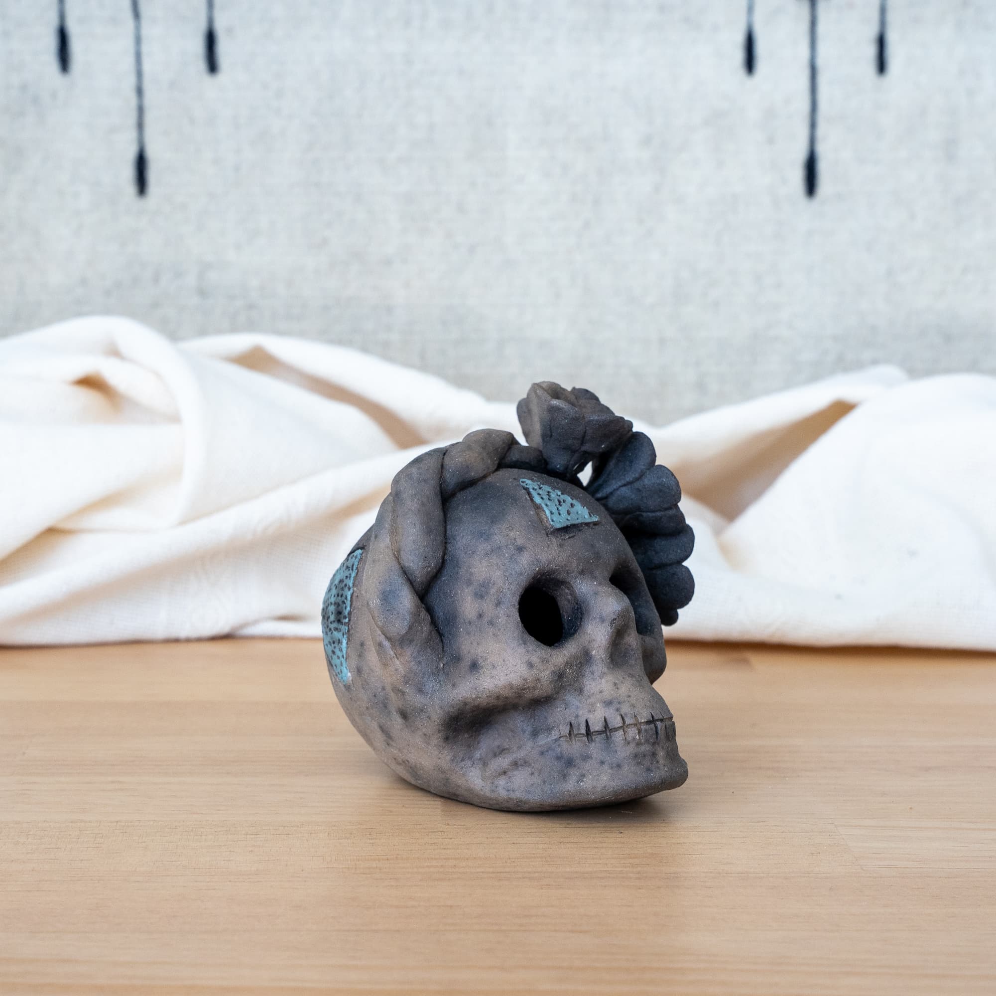 The Blue Intuition Skull by Leticia Blanco & Fernando Peguero - Wool+Clay