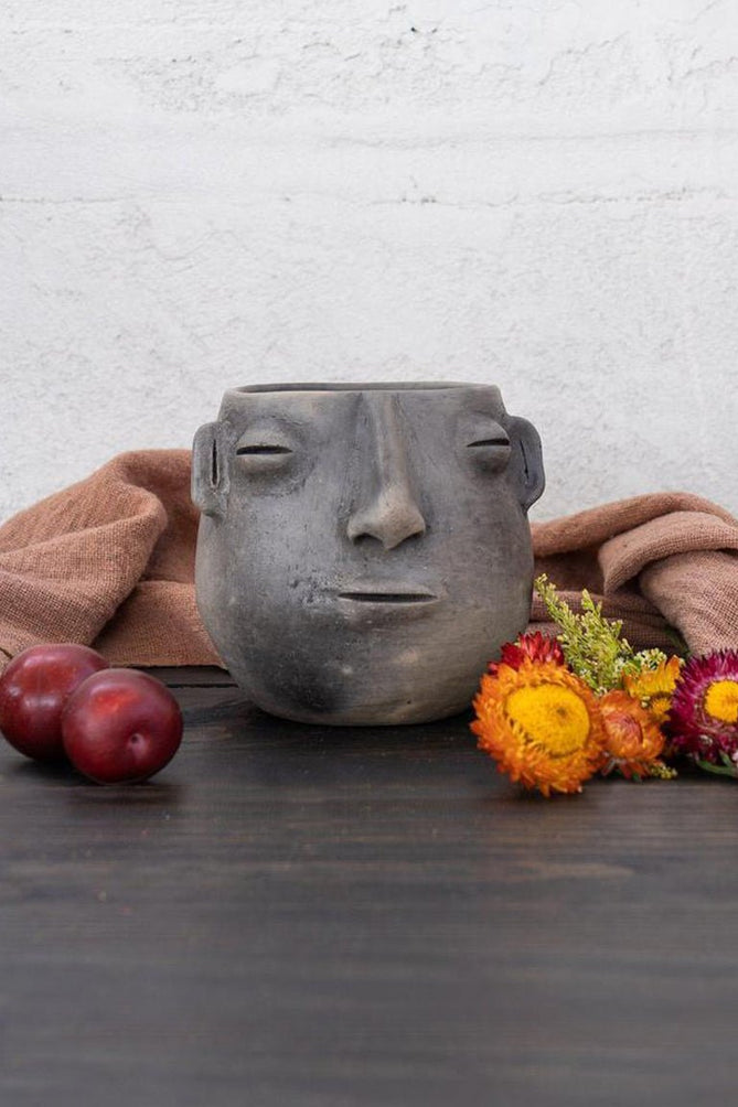 Face Clay Planter by Francisco Martínez - Wool+Clay