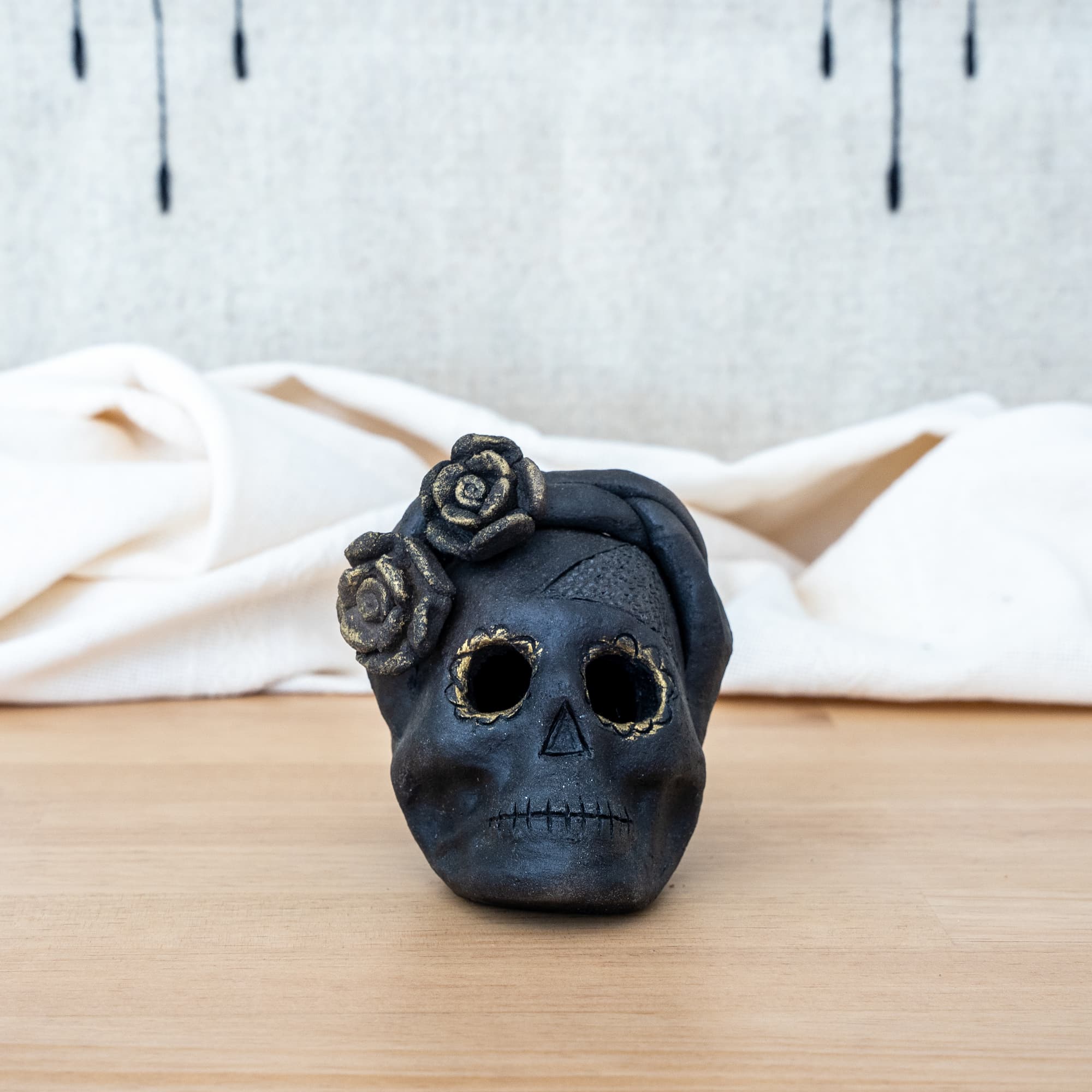 Golden Muertos Skull by Leticia Blanco & Fernando Peguero - Wool+Clay