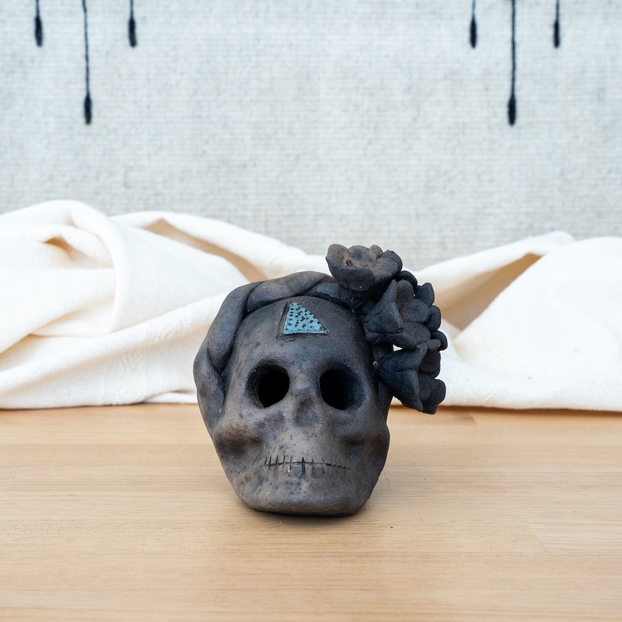 The Blue Intuition Skull by Leticia Blanco & Fernando Peguero - Wool+Clay